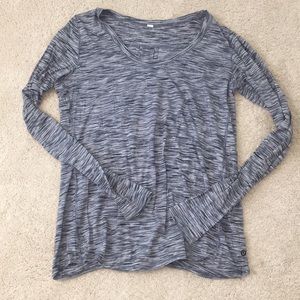 Long sleeve. Black blue and white lulu top size 10